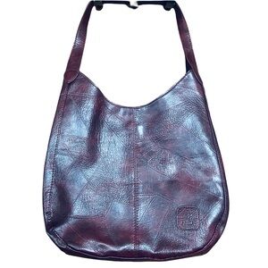 Elegant Burgundy Vegan Leather Hobo Bag